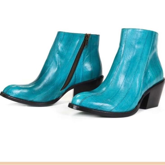 Alcala Rose Women’s Turquoise Eel Boots - Picture 1 of 5